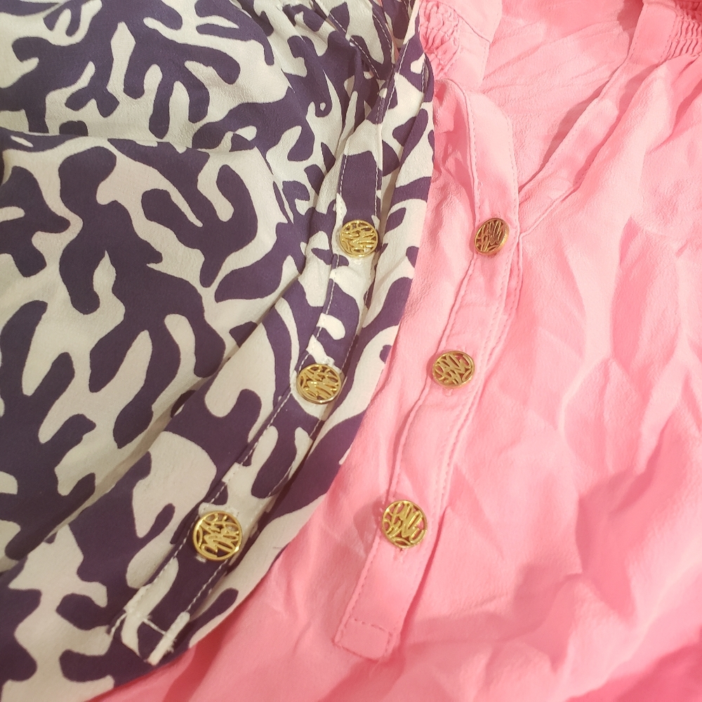 Lilly pulitzer silk long sleeve tops sold as a bundle size small/med pink